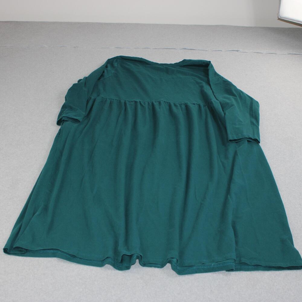 Ulla Popken Dress Women 24/26 Green Jersey Midi 3/4 Sleeve Swing Pockets Long - Picture 2 of 9